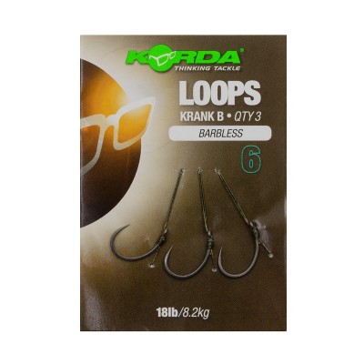 KORDA Поводок готовый Loop Rigs Krank Barbless №6 18lb безбородый