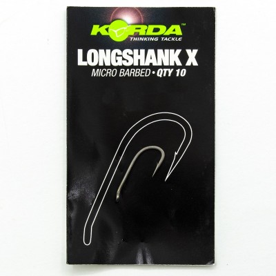 KORDA Крючок Long Shank-X №10 с бородкой 10шт