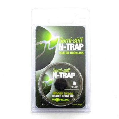 KORDA Поводковый материал N-Trap Semi-stiff 30lb Weedy Green