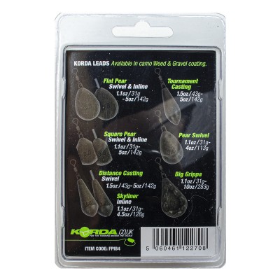 KORDA Грузило Flat Pear Inline Blister 4,0oz 112г