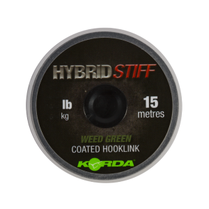 KORDA Поводковый материал Hybrid Stiff  Weedy green 20lb 15м