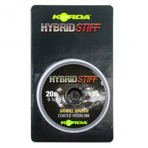 KORDA Поводковый материал Hybrid Stiff Gravel brown 20lb 15м