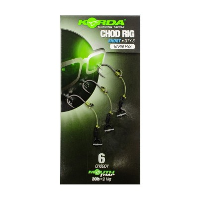 KORDA Поводок готовый Chod Rig Short Barbless 2,5см №6 3шт безбородый