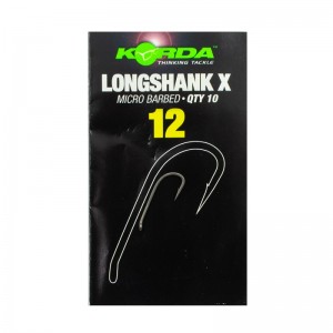 KORDA Крючок Long Shank-X №12 с бородкой 10шт