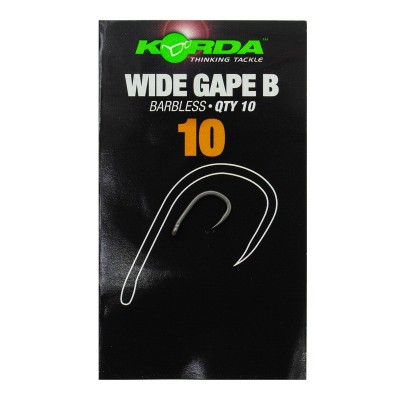 KORDA Крючок Wide Gape Barbless №10 без бородки 10шт