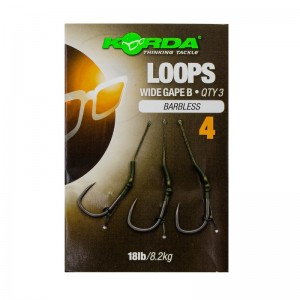 KORDA Поводок готовый Loop Rigs DF Wide Gape Barbless №4 18lb безбородый