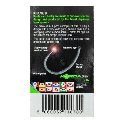 KORDA Крючок Krank Barbless №6 без бородки 10шт