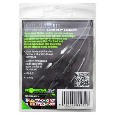 KORDA Монтаж готовый Dark Matter Leader Hybrid Lead Clip Clear 40lb 1м