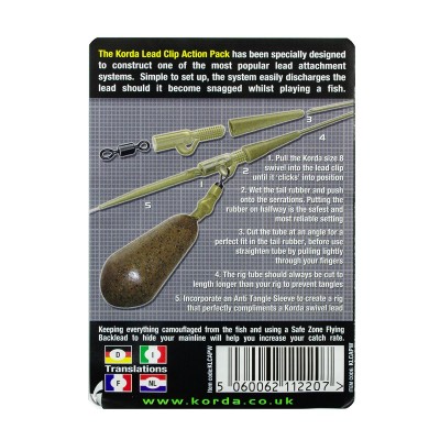 KORDA Набор клипса безопасная Lead Clip Action Pack Weed