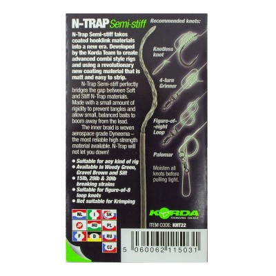 KORDA Поводковый материал N-Trap Semi-stiff 15lb Silt