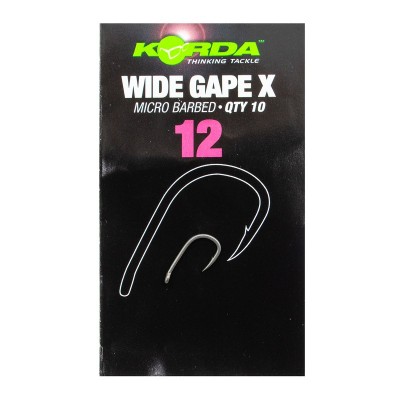 KORDA Крючок Wide Gape-X №12 с бородкой 10шт