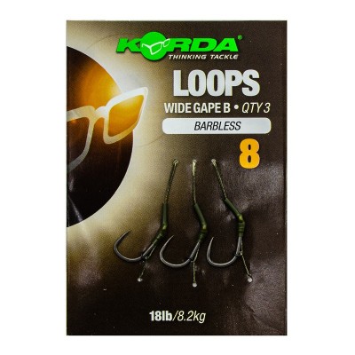 KORDA Поводок готовый Loop Rigs DF Wide Gape Barbless №8 18lb безбородый