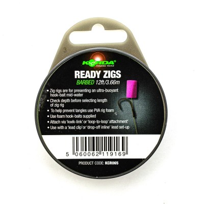 KORDA Поводок готовый Ready Zigs 12' 360см №10 3шт