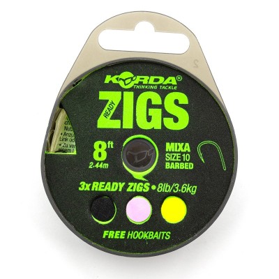 KORDA Поводок готовый Ready Zigs 8' 240см №10 3шт