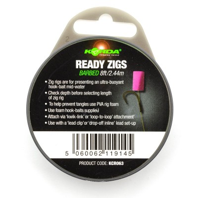 KORDA Поводок готовый Ready Zigs 8' 240см №10 3шт