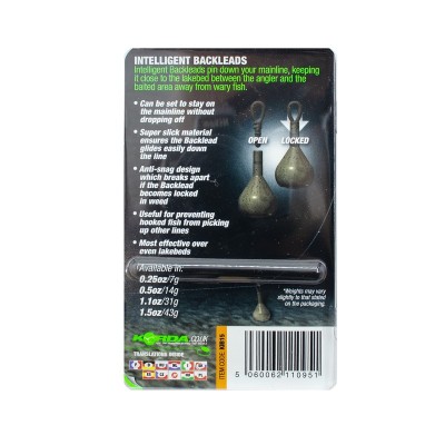 KORDA Грузило заднее Intelligent Back Leads 1,5oz 42г