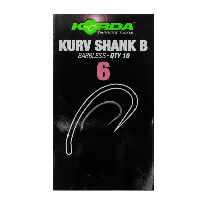 KORDA Крючок Kurv Shank Barbless №6 без бородки 10шт