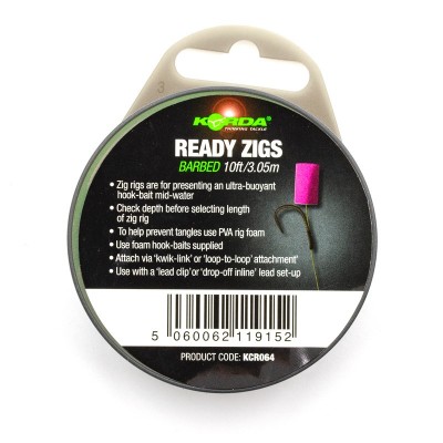 KORDA Поводок готовый Ready Zigs 10' 300см №10 3шт