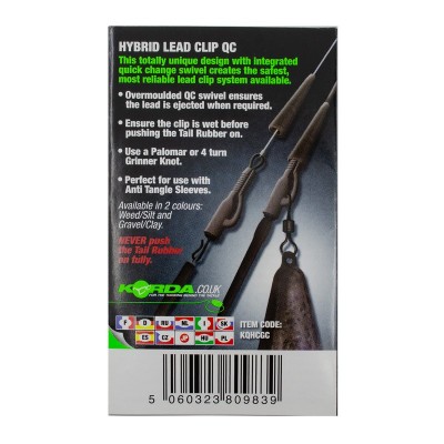 KORDA Клипса безопасная с быстросъемом QC Hybrid Lead Clip Gravel/Clay