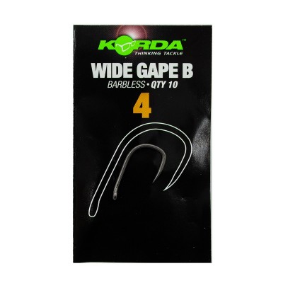 KORDA Крючок Wide Gape Barbless №4 без бородки 10шт