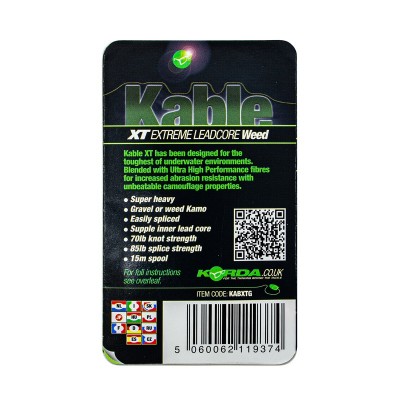 KORDA Лидкор Kable XT Extreme Leadcore 15м 70lb Green