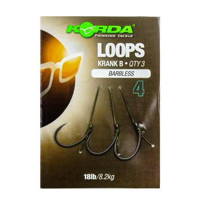 KORDA Поводок готовый Loop Rigs Krank Barbless №4 18lb безбородый