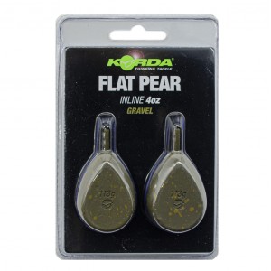 KORDA Грузило Flat Pear Inline Blister Gravel 4.0oz 112г