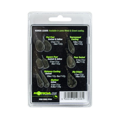 KORDA Грузило Flat Pear Inline Blister Gravel 4,0oz 112г