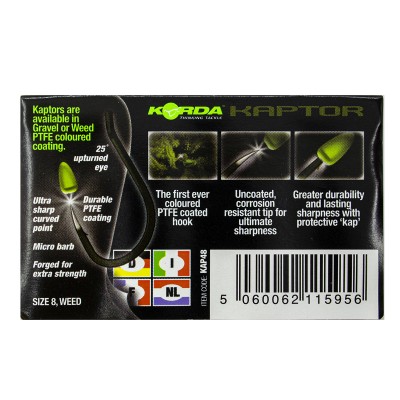 KORDA Крючок Kaptor Choddy Weed №8 с бородкой