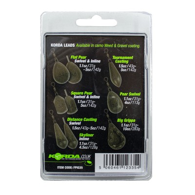 KORDA Грузило Flat Pear Inline Blister Gravel 3,5oz 98г