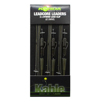 KORDA Монтаж готовый Leadcore Leaders Hybrid Lead Clip QC Swivel Weed 1м