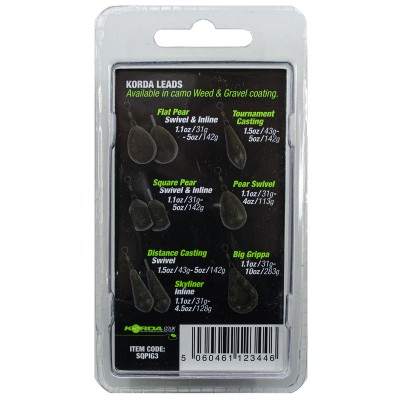 KORDA Грузило Square Pear Inline Blister Gravel 3,0oz 84г