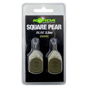 KORDA Грузило Square Pear Inline Blister Gravel 3.5oz 98г