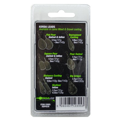 KORDA Грузило Square Pear Inline Blister Gravel 3,5oz 98г