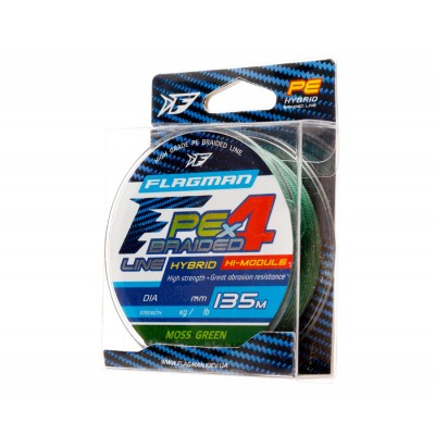 FLAGMAN Шнур PE Hybrid F4 135м MossGreen 0,14мм 7,7кг 17lb