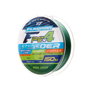 FLAGMAN Шнур PE Hybrid F4 Feeder 150м Moss Green 0.12мм 6.4кг