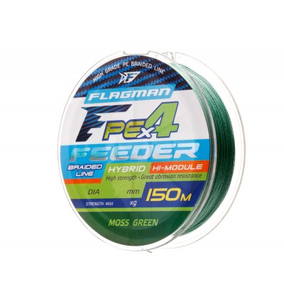 FLAGMAN Шнур PE Hybrid F4 Feeder 150м Moss Green 0,12мм 6,4кг