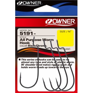 OWNER Крючок All Purpose Worm Hook BC №1/0 5шт