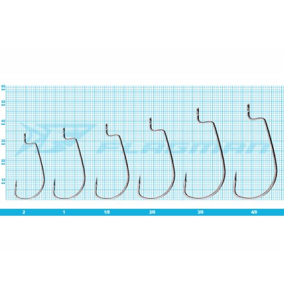 AZURA Крючок Long Offset Worm Hook №1/0 5шт