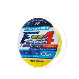 FLAGMAN Шнур PE Hybrid F4 135м FluoYellow 0.08мм 3.6кг 8lb