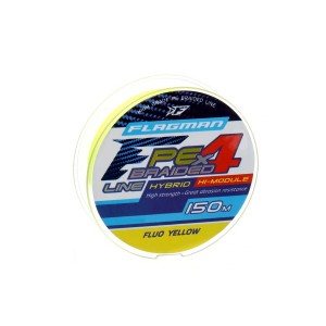 FLAGMAN Шнур PE Hybrid F4 150м Fluo Yellow 0.14мм 7.7кг 17lb