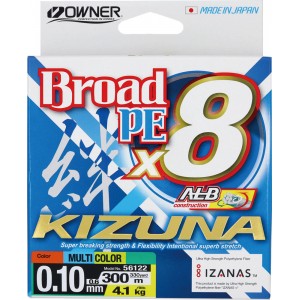 OWNER Шнур Kizuna X8 Broad PE multi color 10м 300м 0.1мм 4.1кг