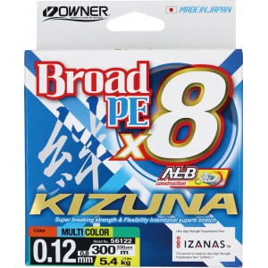 OWNER Шнур Kizuna X8 Broad PE multi color 10м 300м 0.12мм 5.4кг