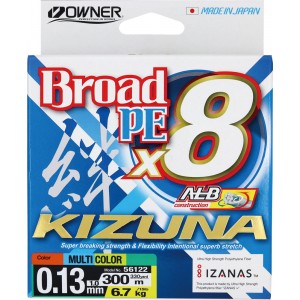 OWNER Шнур Kizuna X8 Broad PE multi color 10м 300м 0.13мм 6.7кг