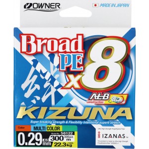 OWNER Шнур Kizuna X8 Broad PE multi color 10м 300м 0.29мм 22.3кг