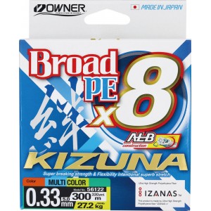 OWNER Шнур Kizuna X8 Broad PE multi color 10м 300м 0.33мм 27.2кг