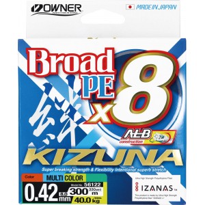 OWNER Шнур Kizuna X8 Broad PE multi color 10м 300м 0.42мм 40кг