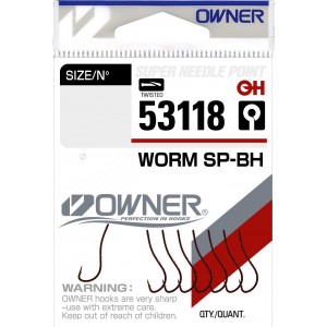 OWNER Крючок  Worm SP-BH bloody red №12 9шт