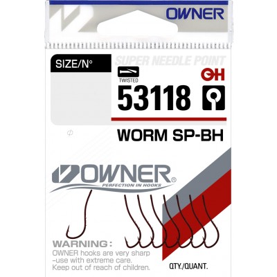 OWNER Крючок  Worm SP-BH bloody red №12 9шт