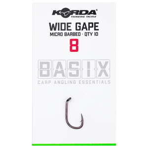 KORDA Крючок Basix Wide Gape №8 с микробородкой 10шт